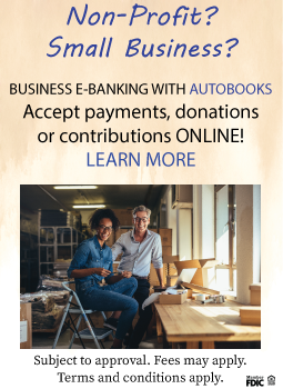 business ebanking with autoboks. Accept payments, donations, or contributions online! Learn more, click on graphic. photo of man and woman sitting at a drafting desk.